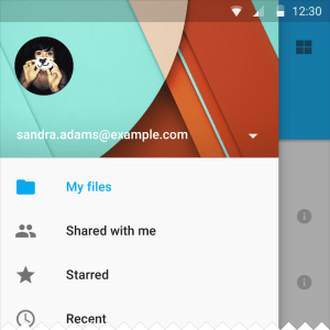navigation drawer material design layouts metricas